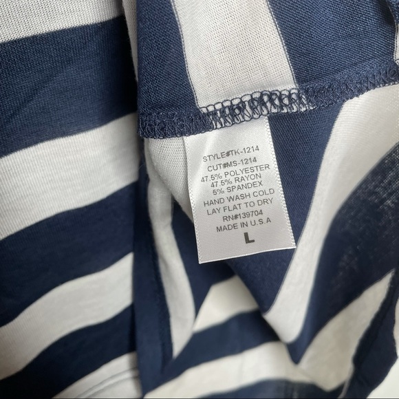 Moon & Sky Lace Striped Tank Top Navy Blue Size L - Picture 8 of 10